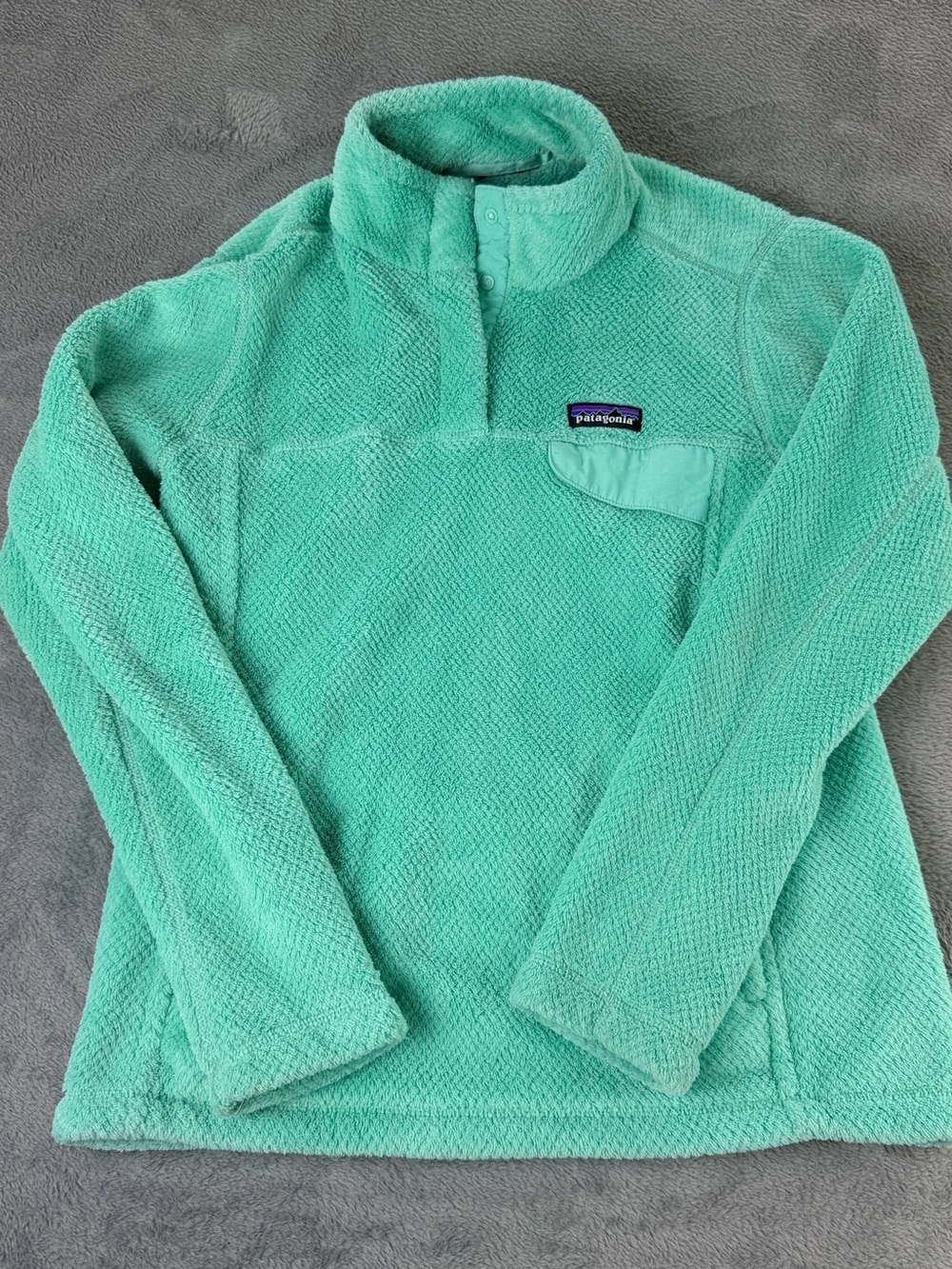 Women's XS Patagonia Re-Tool Snap-T Polartec Mint Green Fleece Pullover Sweater